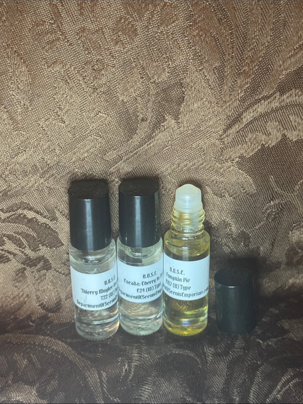 3 Pack Tester Fragrance Oils. Personal carry Size Roll-On Bottles